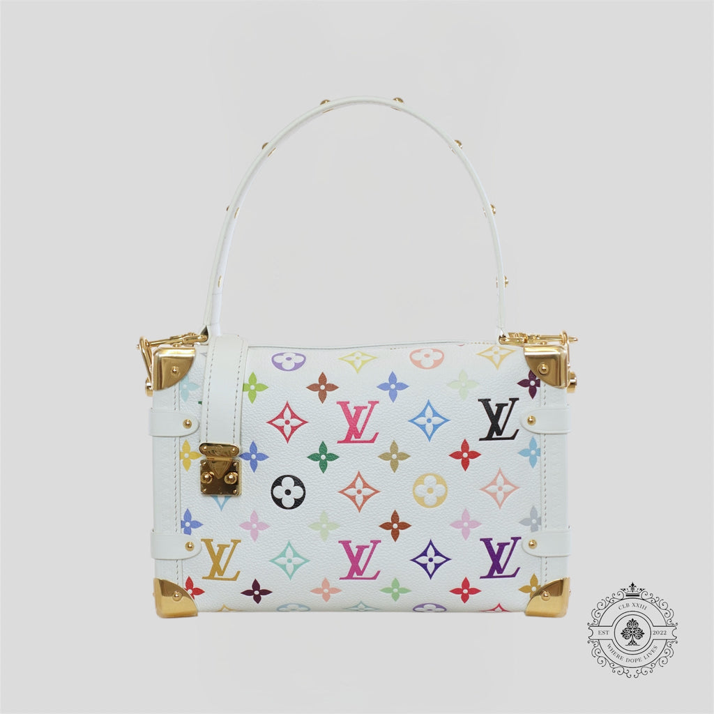 Louis Vuitton X Takashi Murakami Side Trunk MM handbag purse new white multi