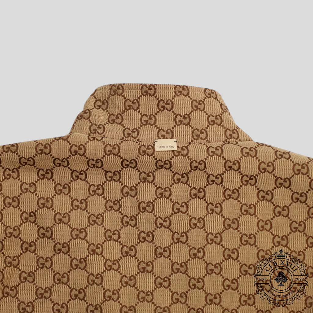 Gucci GG Supreme Canvas Reversible Jacket in Brown Men's zip-up coat 54