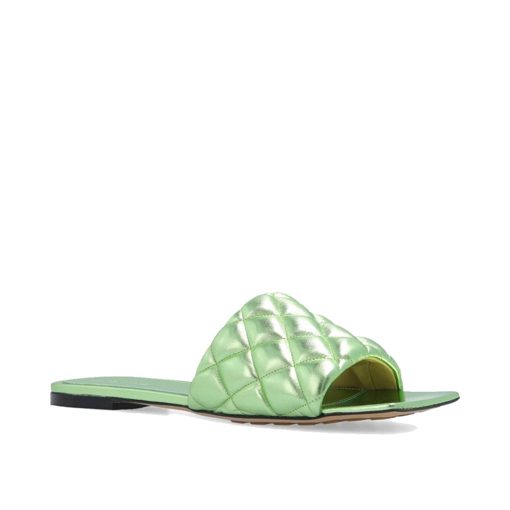 Bottega Veneta Padded Sandals ladies seafoam green pearl leather slides flats