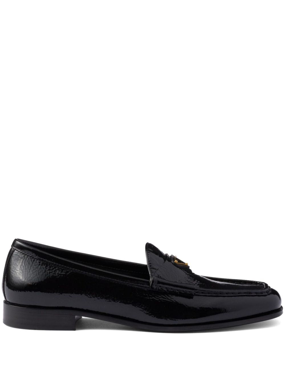 Prada ladies Patent Leather Loafers black shoes with logo