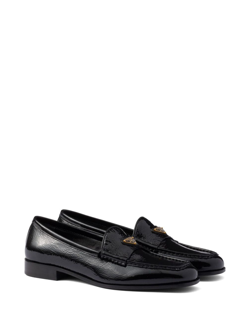 Prada ladies Patent Leather Loafers black shoes with logo