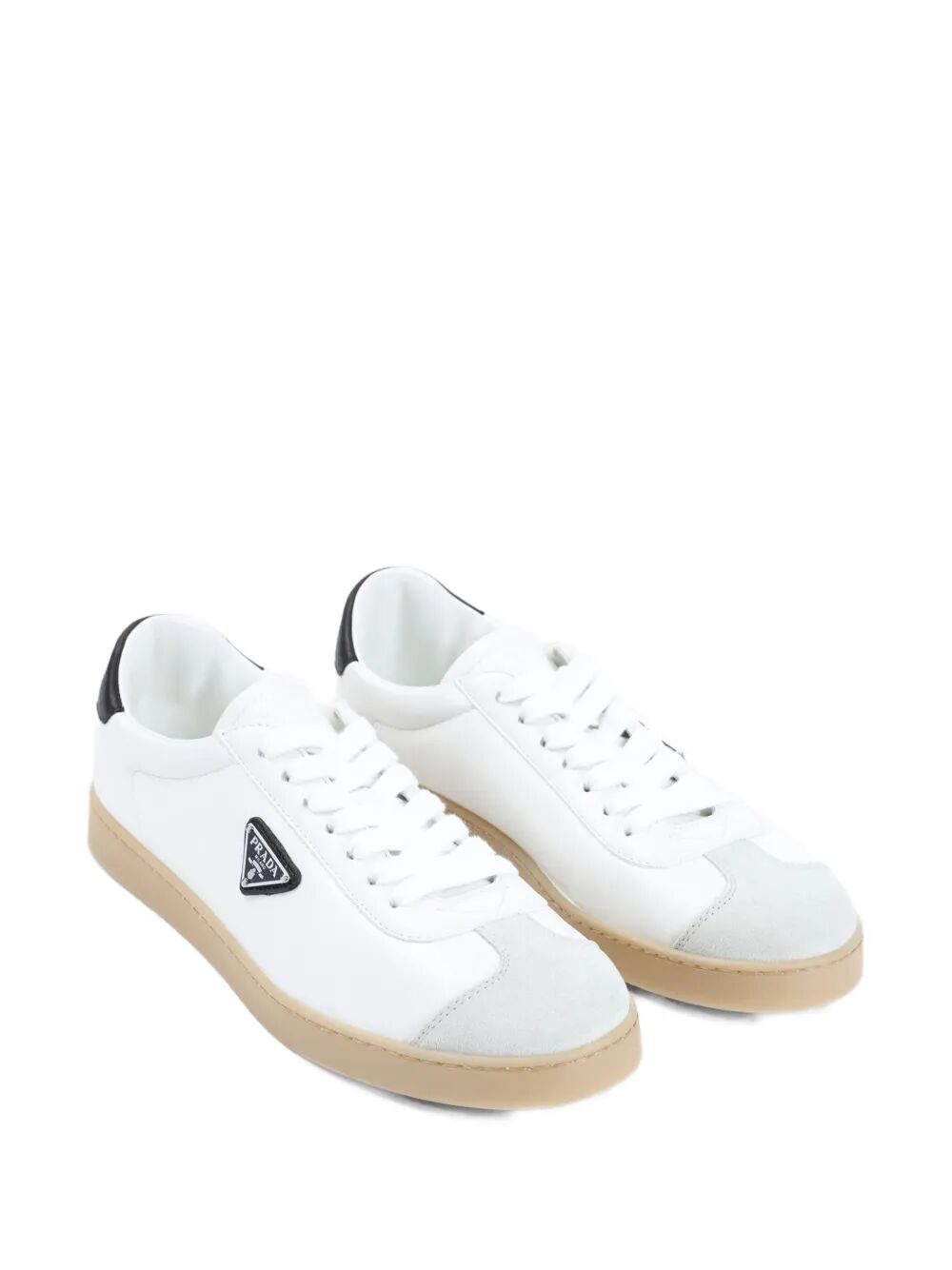 Prada Men's Lane Leather Sneakers tennis shoes logo white black