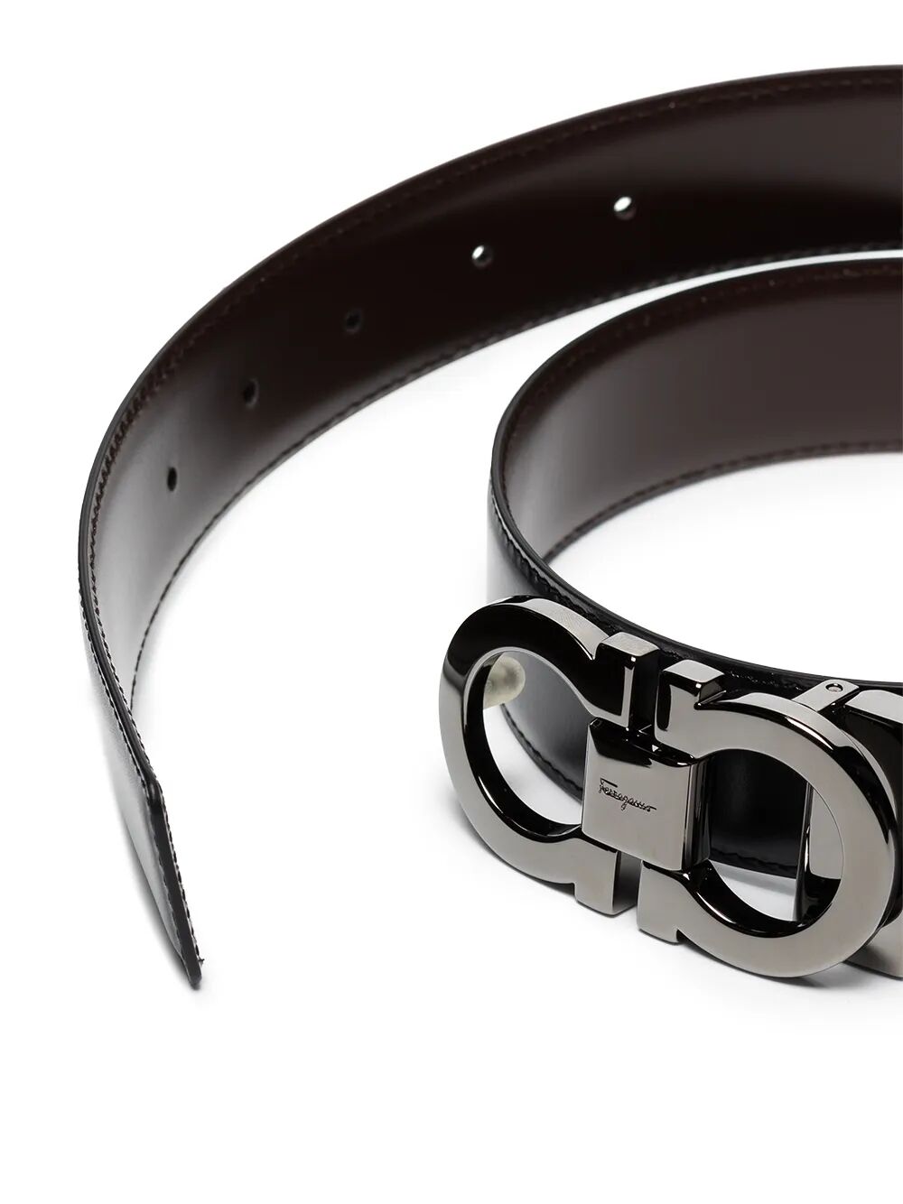 Ferragamo Men's Smooth Leather Reversible Gancini Belt black