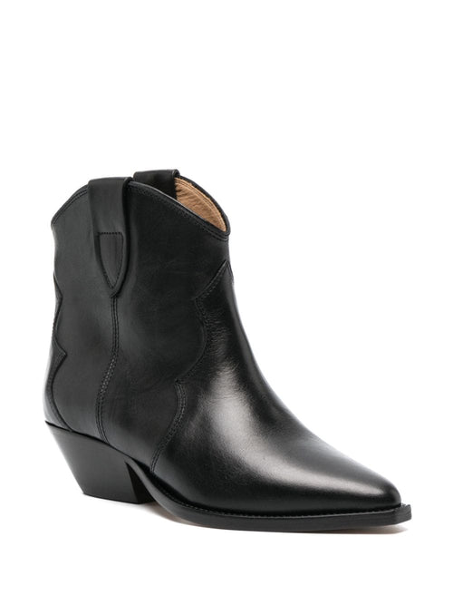 Isabel Marant ladies Dewina Leather Cowboy Boots black ankle