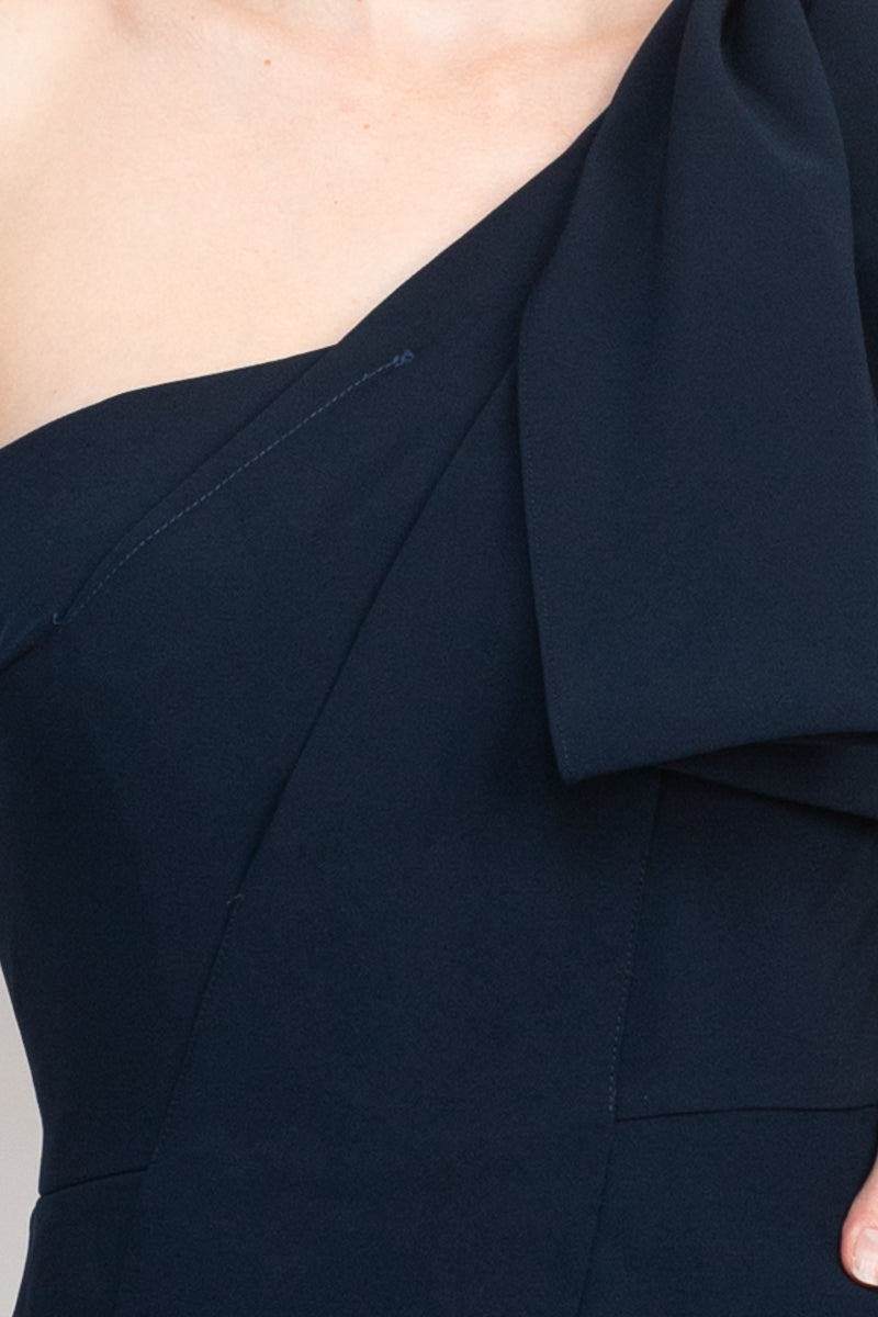 Jovani One Shoulder Mermaid Trumpet Crepe Long Gown formal dress