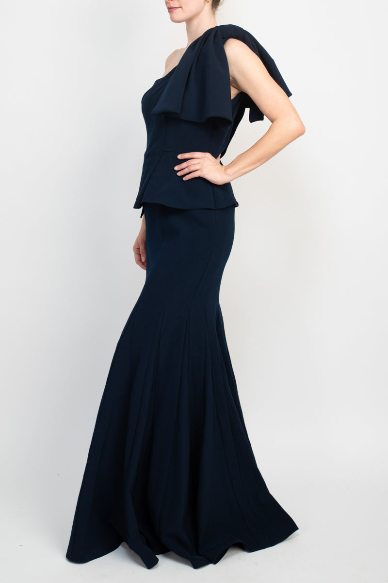 Jovani One Shoulder Mermaid Trumpet Crepe Long Gown formal dress