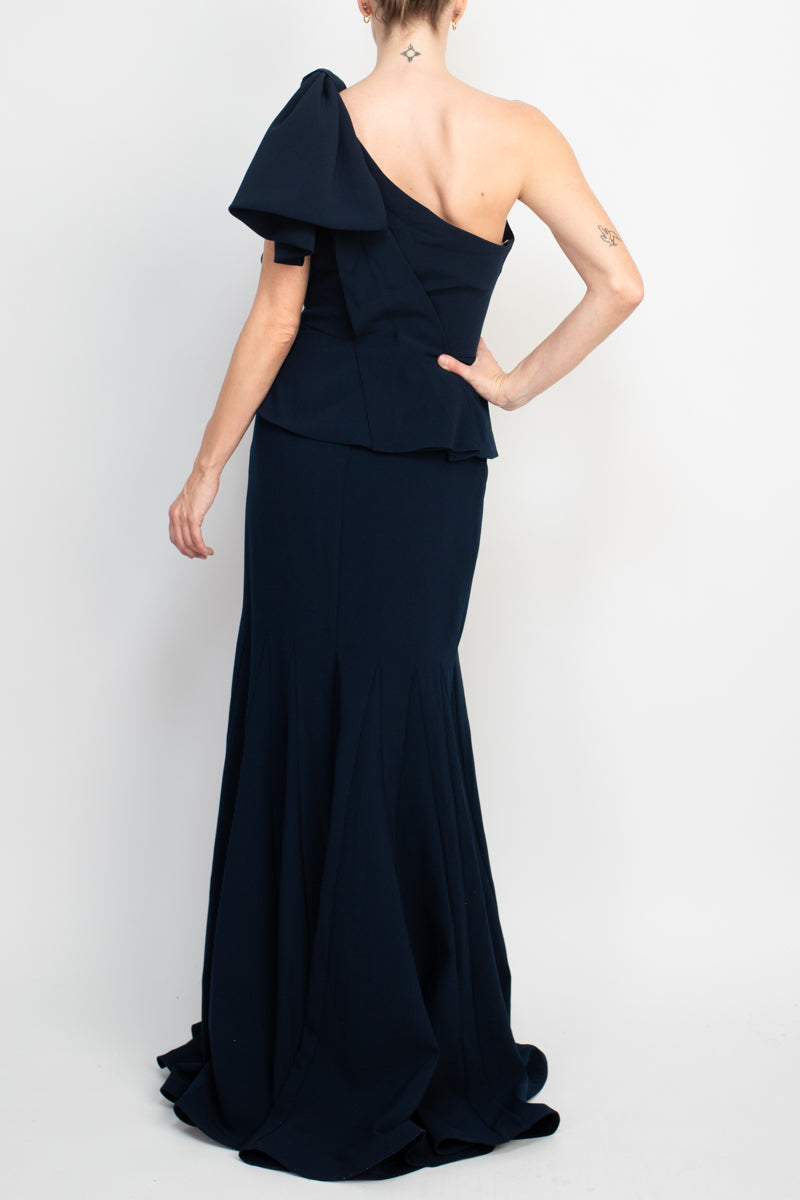 Jovani One Shoulder Mermaid Trumpet Crepe Long Gown formal dress