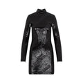 Balenciaga Turtleneck Dress ladies logo all over black mini
