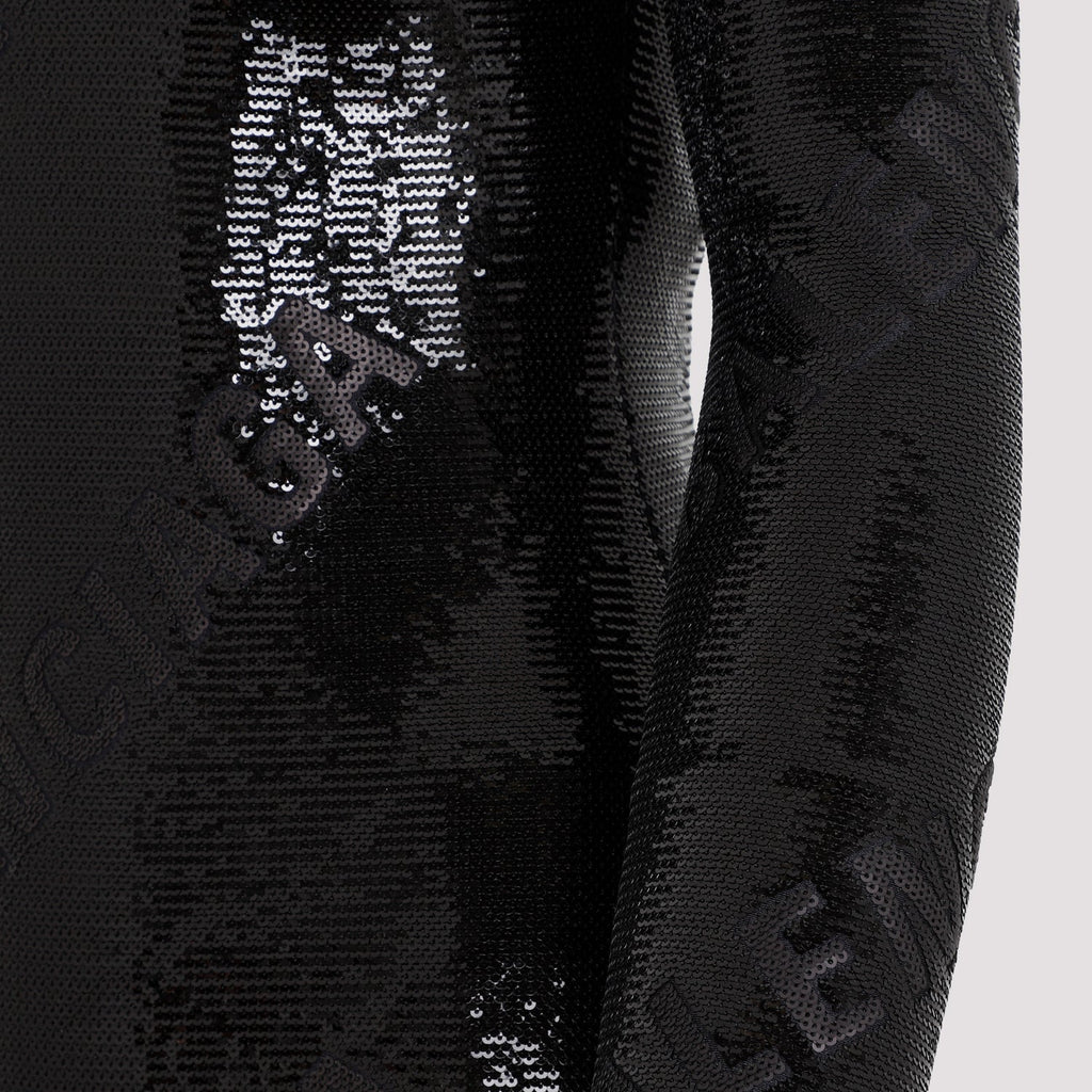 Balenciaga Turtleneck Dress ladies logo all over black mini