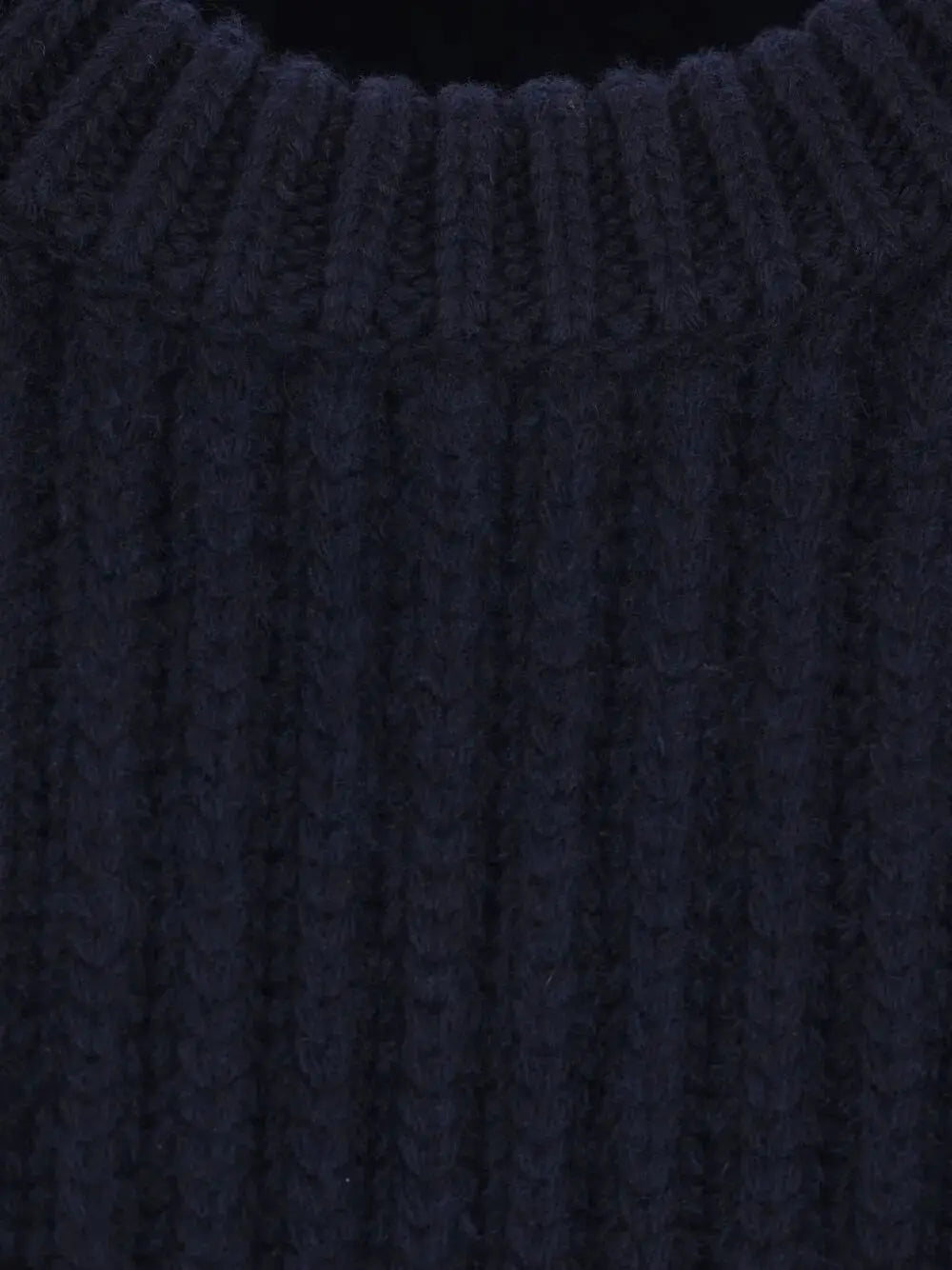 PradaLadies Round Neck Sweater with logo safety pin Cashmere Navy