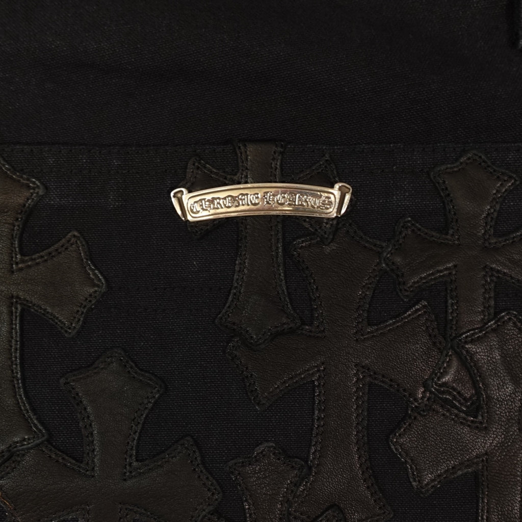 Chrome Hearts 13 Cross Patch Carpenter Shorts in Black cotton & leather 38