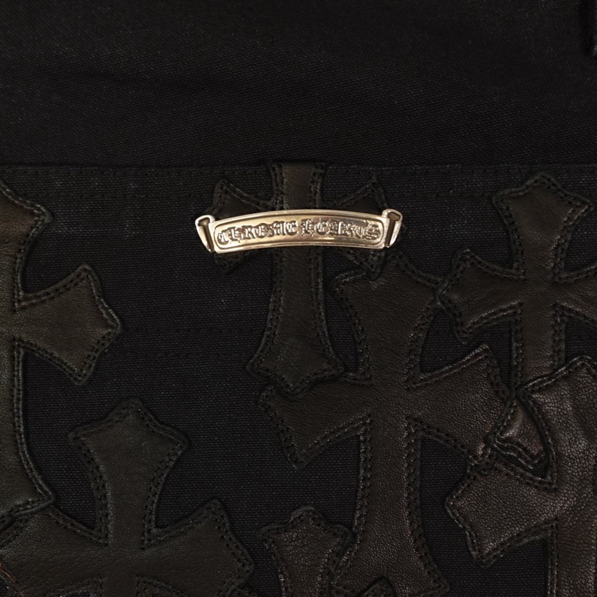 Chrome Hearts 13 Cross Patch Carpenter Shorts in Black cotton & leather 38
