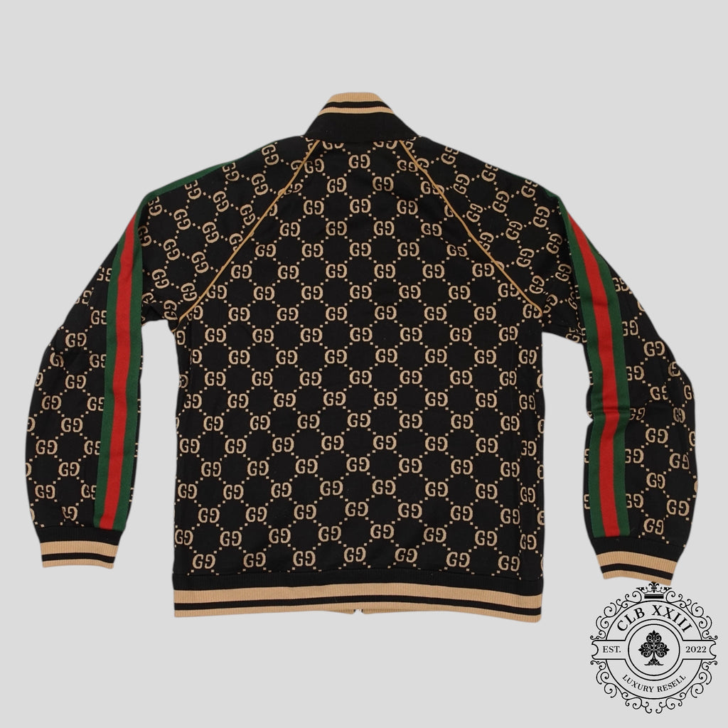 Gucci GG Jacquard Track Jacket in Black/Brown men's unisex  zip up XXXL 3XL