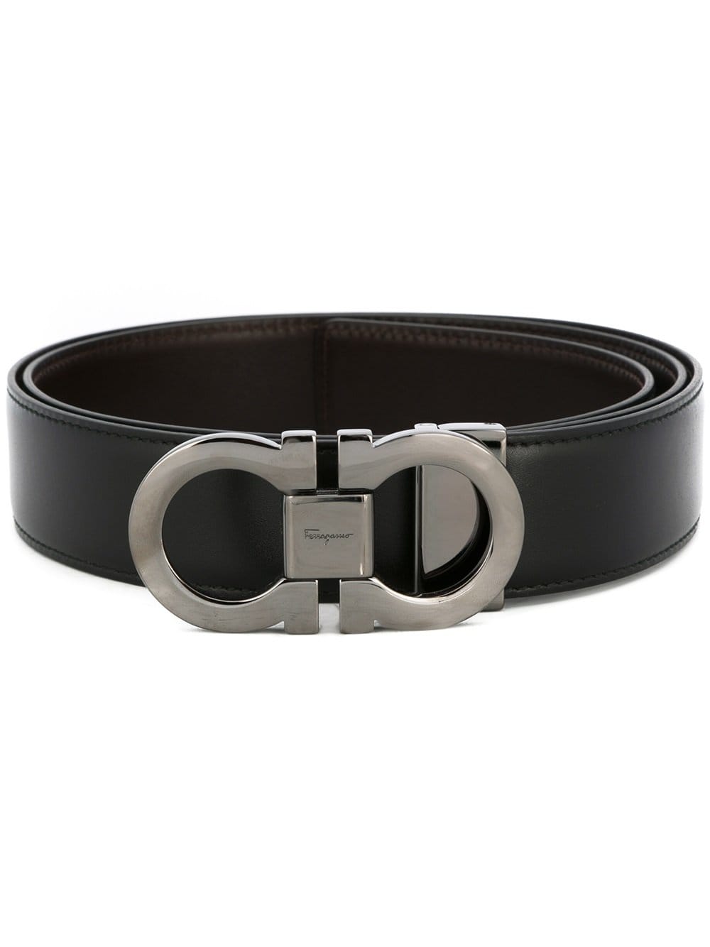 Ferragamo Men's Smooth Leather Reversible Gancini Belt black