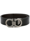 Ferragamo Men's Smooth Leather Reversible Gancini Belt black