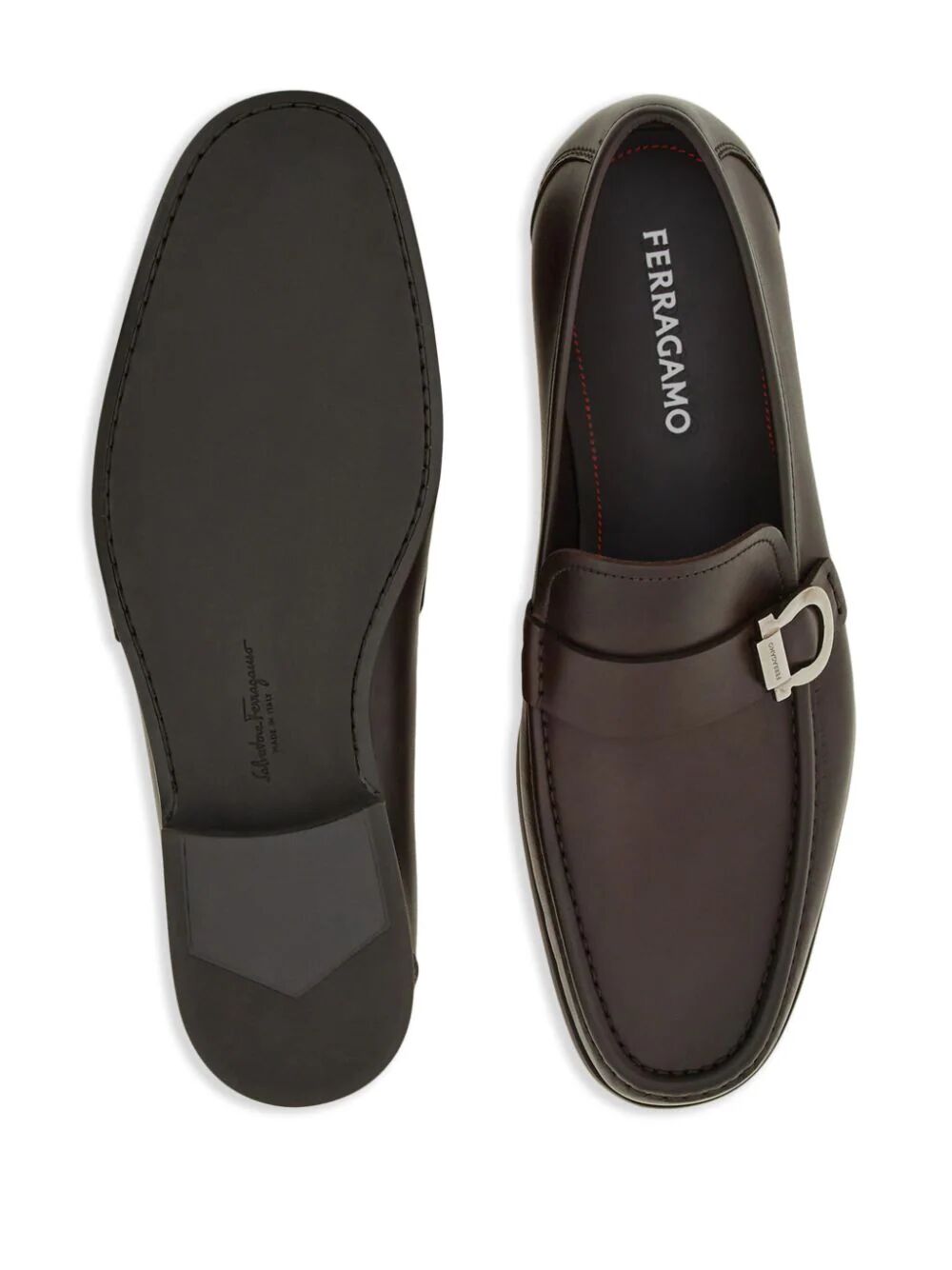 Ferragamo Men's Mocassini Caspian loafers brown silver
