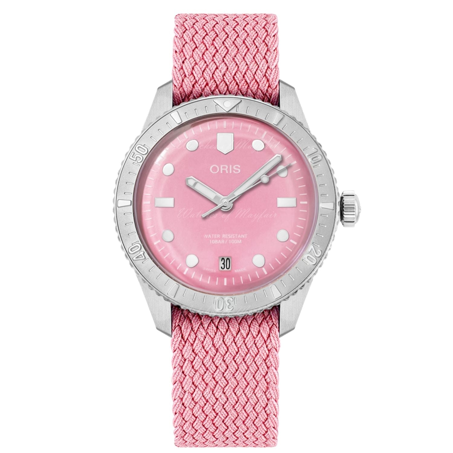 Oris ladies Divers wrist watch pink Swiss scuba