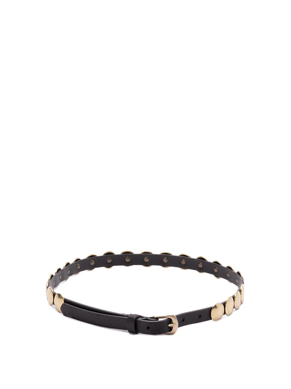 Golden Goose Ladies `Trinidad` Thin Belt With Studs Italy Black Gold