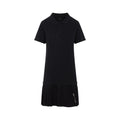 Balenciaga Layered Polo Mini Dress ladies black fringed hem with pleats safety pin