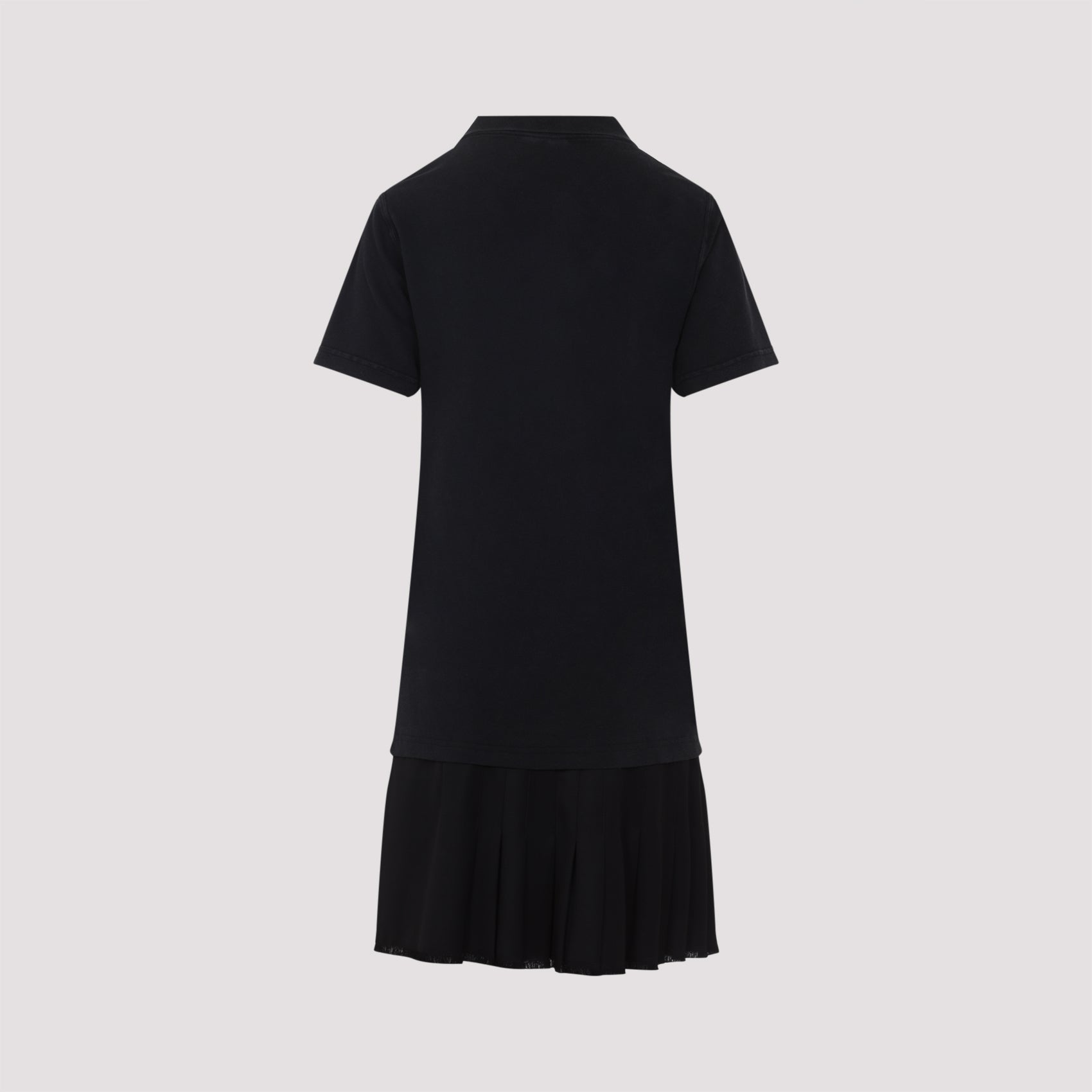 Balenciaga Layered Polo Mini Dress ladies black fringed hem with pleats safety pin