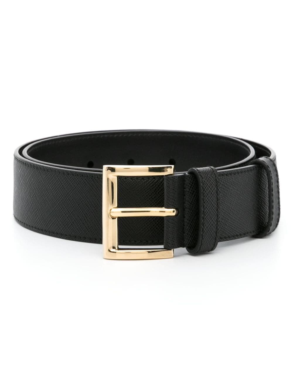 Prada ladies belt Cinture black with gold buckle and logo plaque