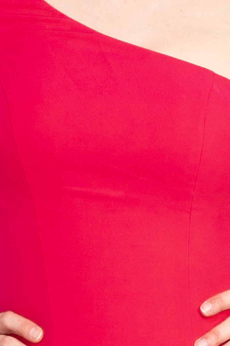 Jovani Asymmetrical Column Crepe Cocktail Dress Hot Pink party