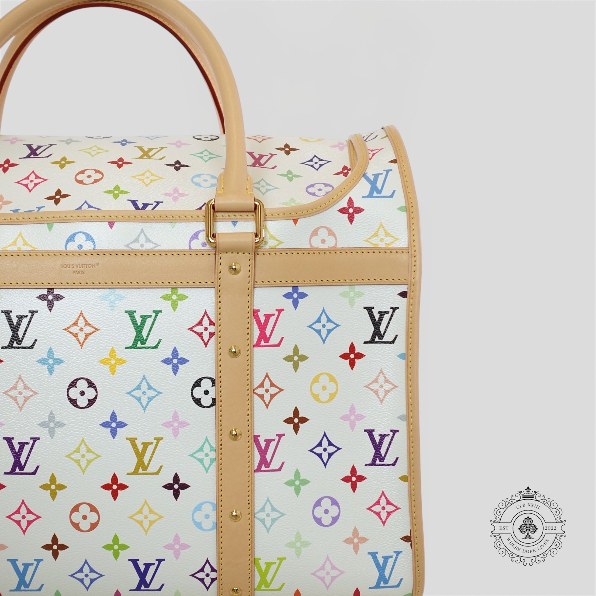 Louis Vuitton x Takashi Murakami Dog Pet Bag carrier in White New LV