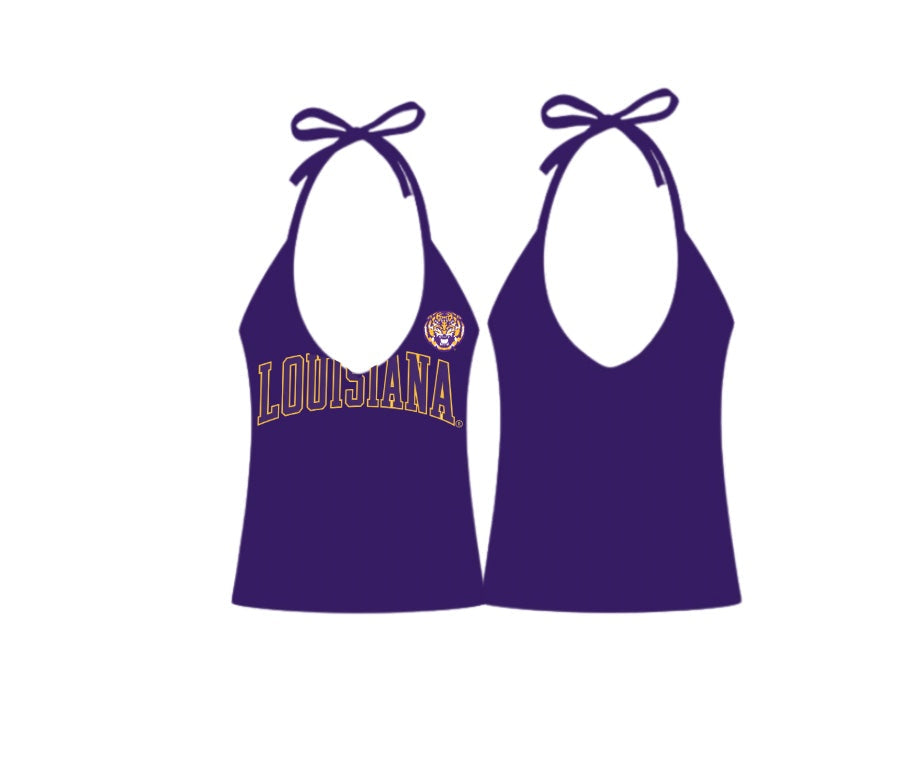 Purple Reign Triangle Tank Top LSU Tigers Louisiana halter Ladies