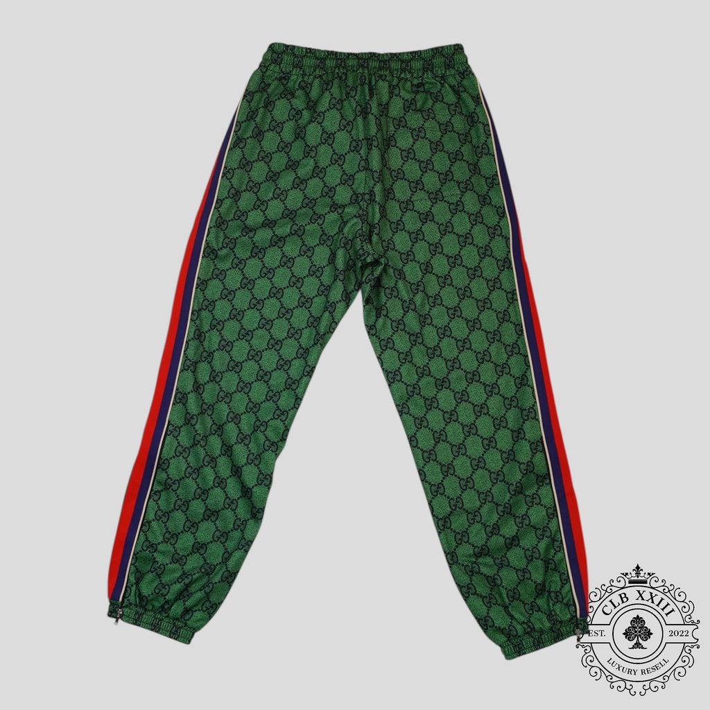 Gucci GG Jacquard Track Pants in Green/Navy Blue warm-up Large men's unisex