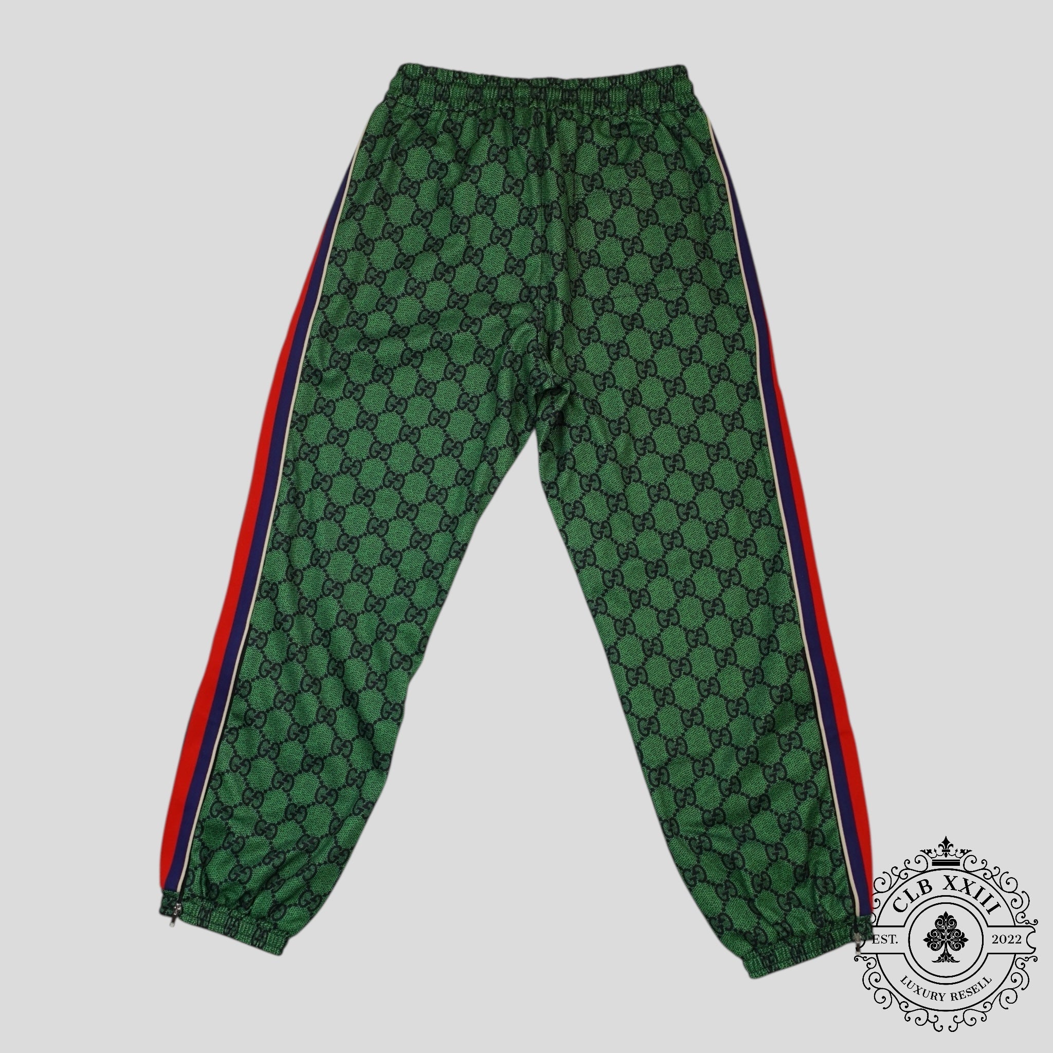 Gucci GG Jacquard Track Pants in Green/Navy Blue warm-up Large men's unisex