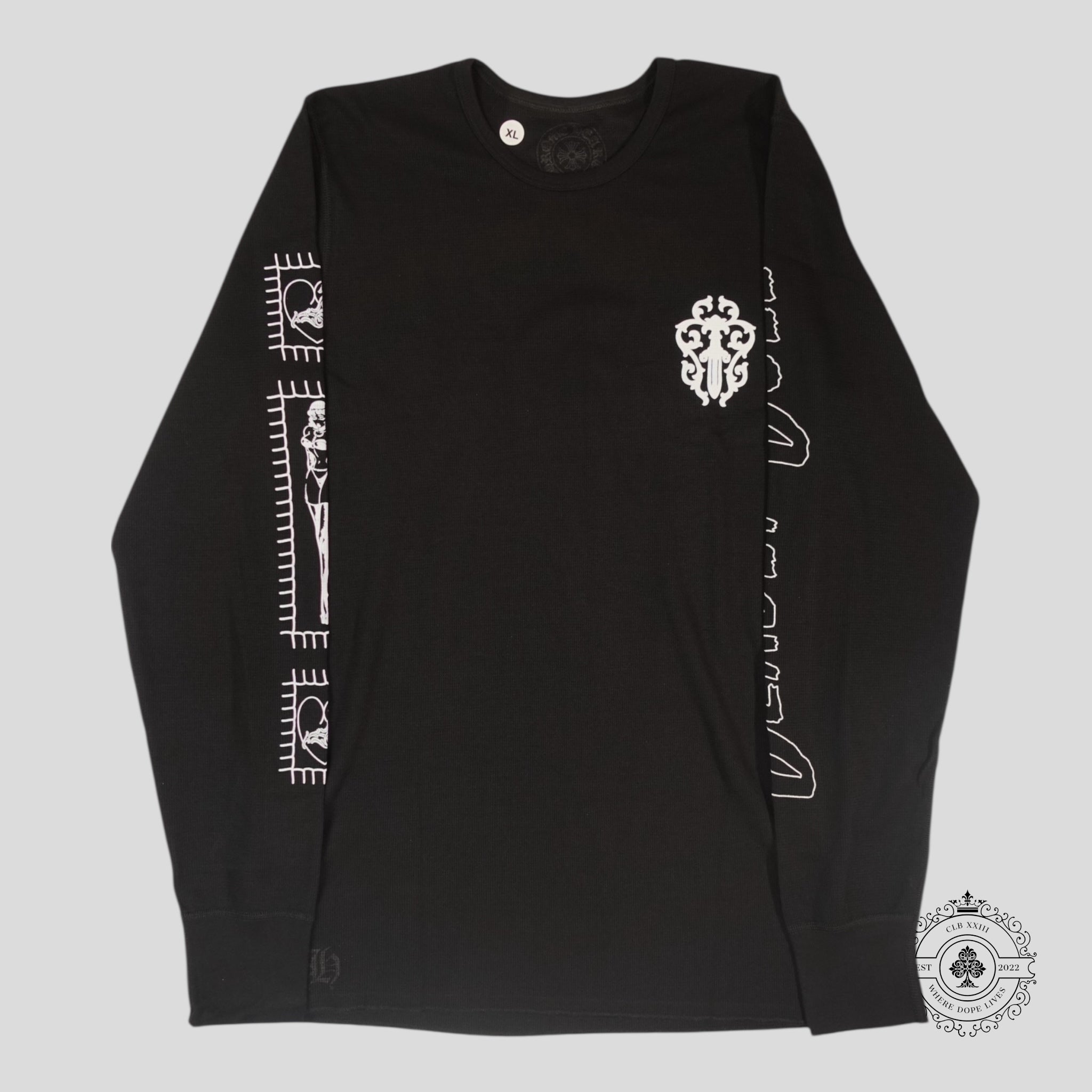 Chrome Hearts Deadly Doll Thermal Shirt in Black men's unisex long sleeve