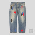 Chrome Hearts Cross Patch Jeans blue 34  men's unisex