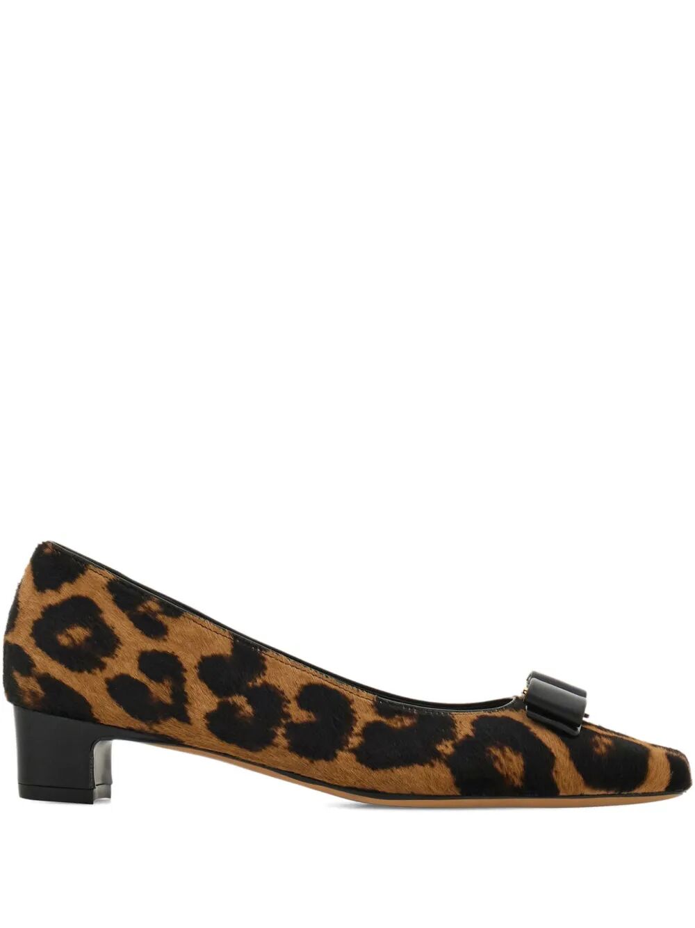 Ferragamo ladies Horsehair Printed Pirri Pony Décolleté leopard heels shoes