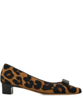 Ferragamo ladies Horsehair Printed Pirri Pony Décolleté leopard heels shoes