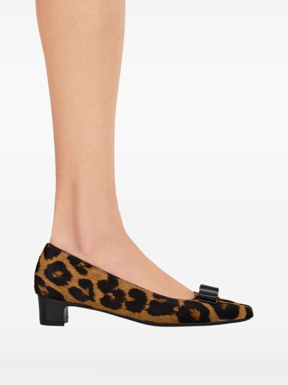 Ferragamo ladies Horsehair Printed Pirri Pony Décolleté leopard heels shoes