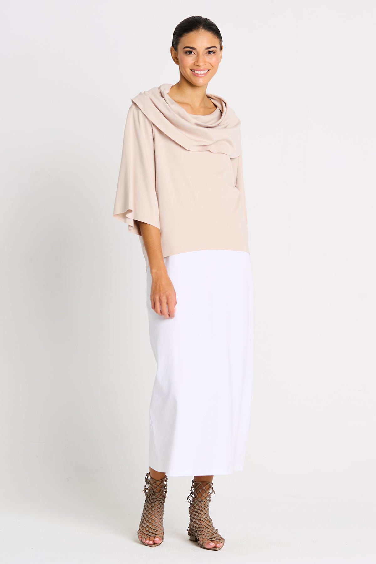 Pima Cotton Jackie O Top - Putty ladies Kimono style shirt tunic PLANET by Lauren G