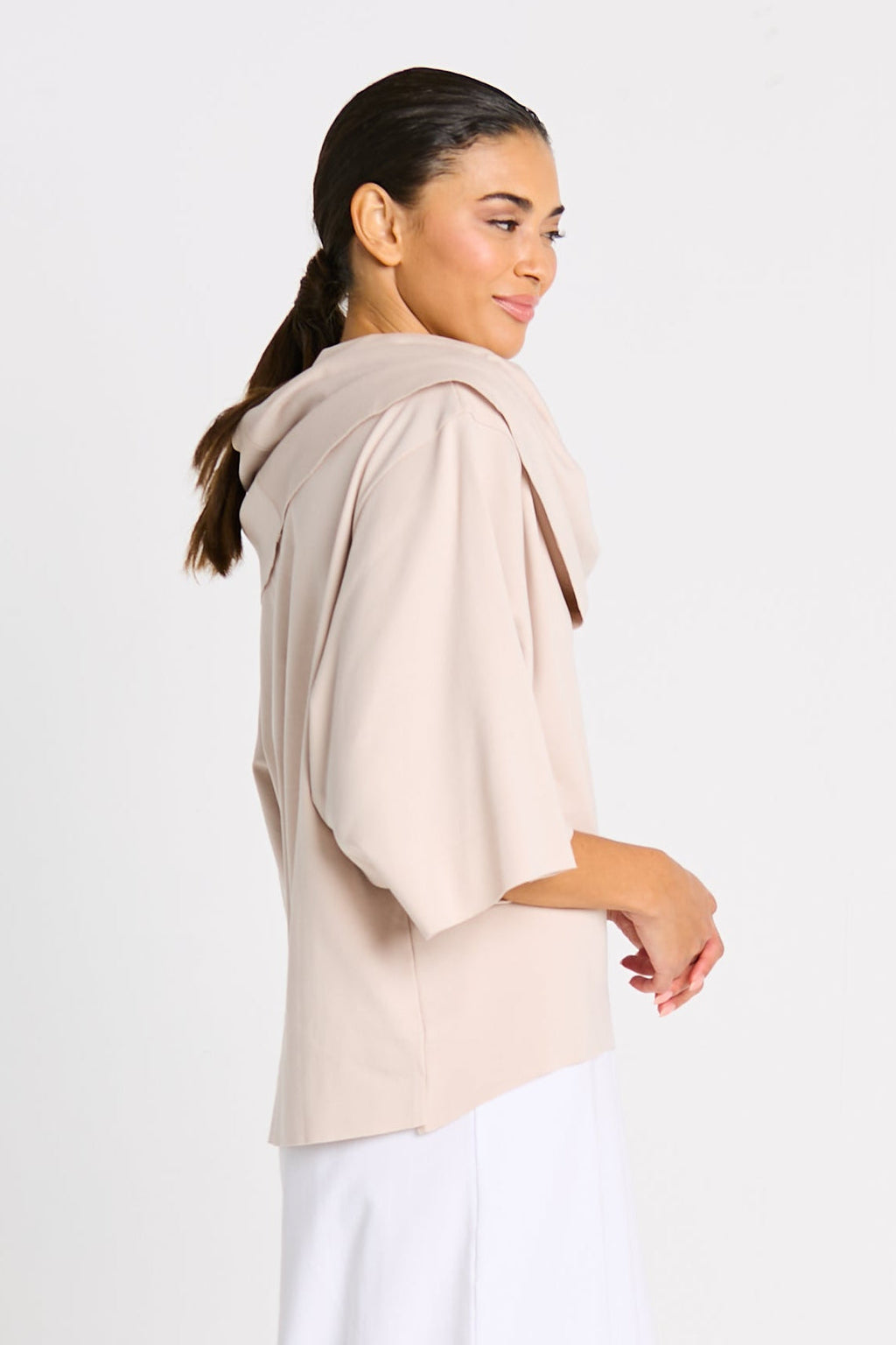 Pima Cotton Jackie O Top - Putty ladies Kimono style shirt tunic PLANET by Lauren G