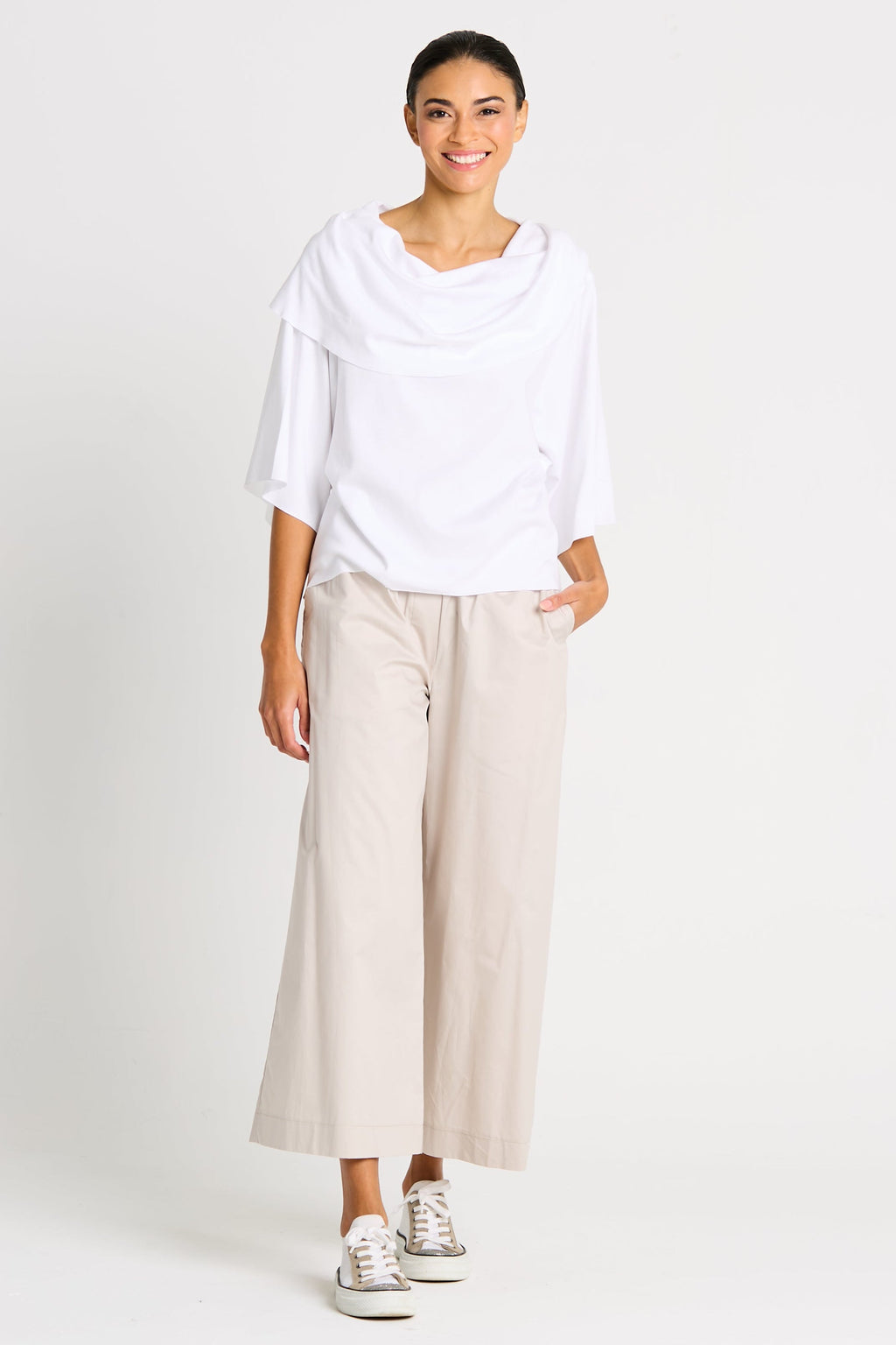 Cotton Flood Pants - Putty PLANET by Lauren G slacks ladies cropped
