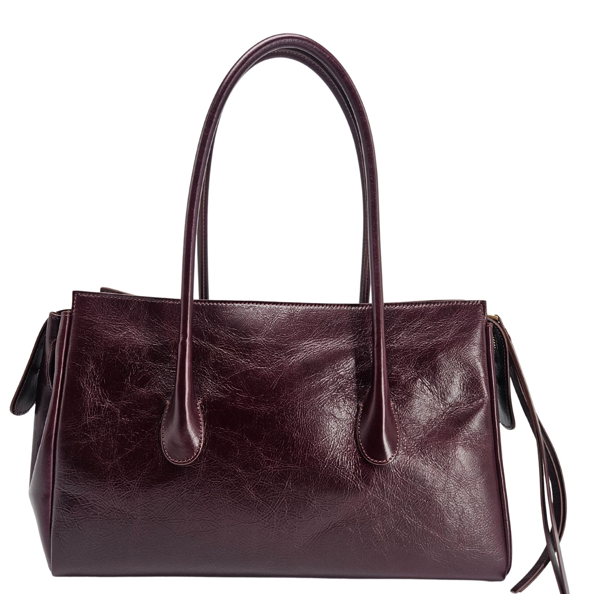 Emeralda Burgundy Leather Shoulder Bag Madison Maison handbag purse