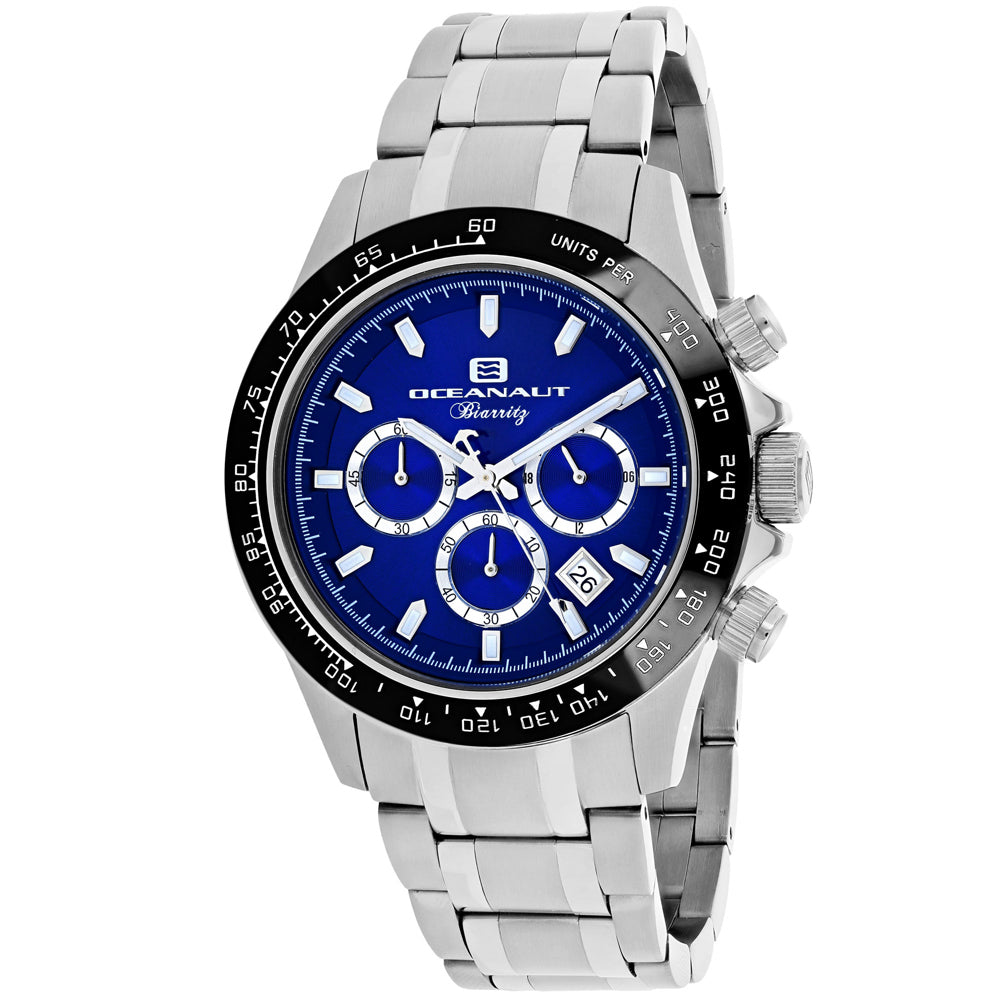 Oceanaut Men's Biarritz watch silver cobalt blue water resistant