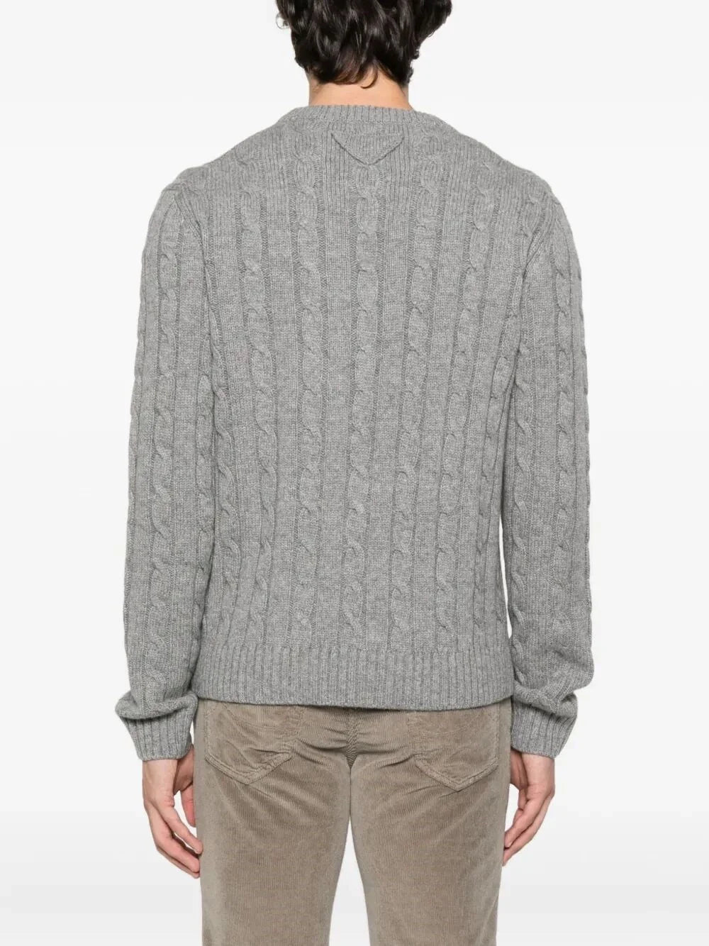 Prada Men's Cashmere Sweater cable knit ribbed Gray