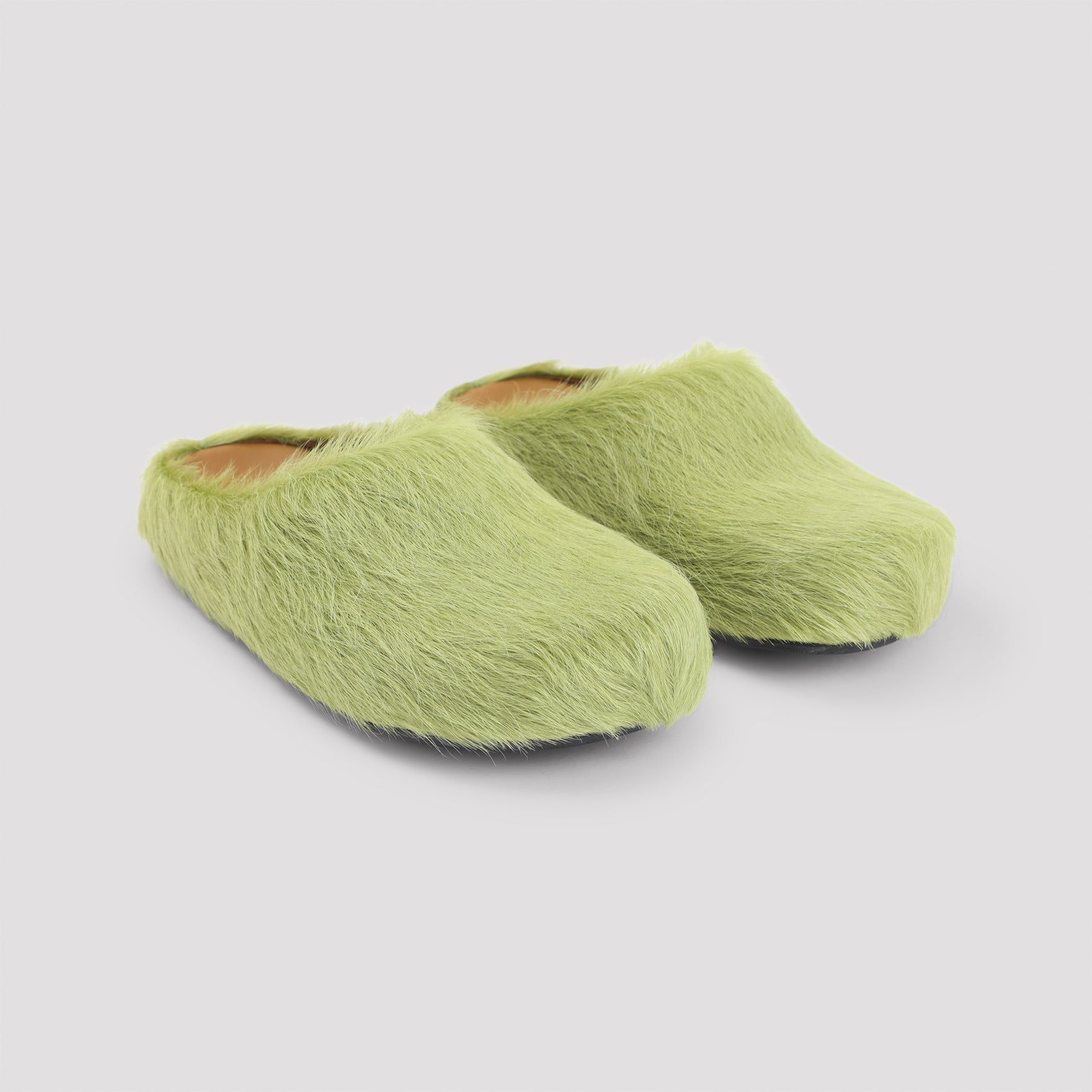 Marni Fussbett Sabot Men's calf hair shoes mules slides lime