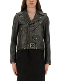 Golden Goose Italy Ladies Leather Stud jacket coat black