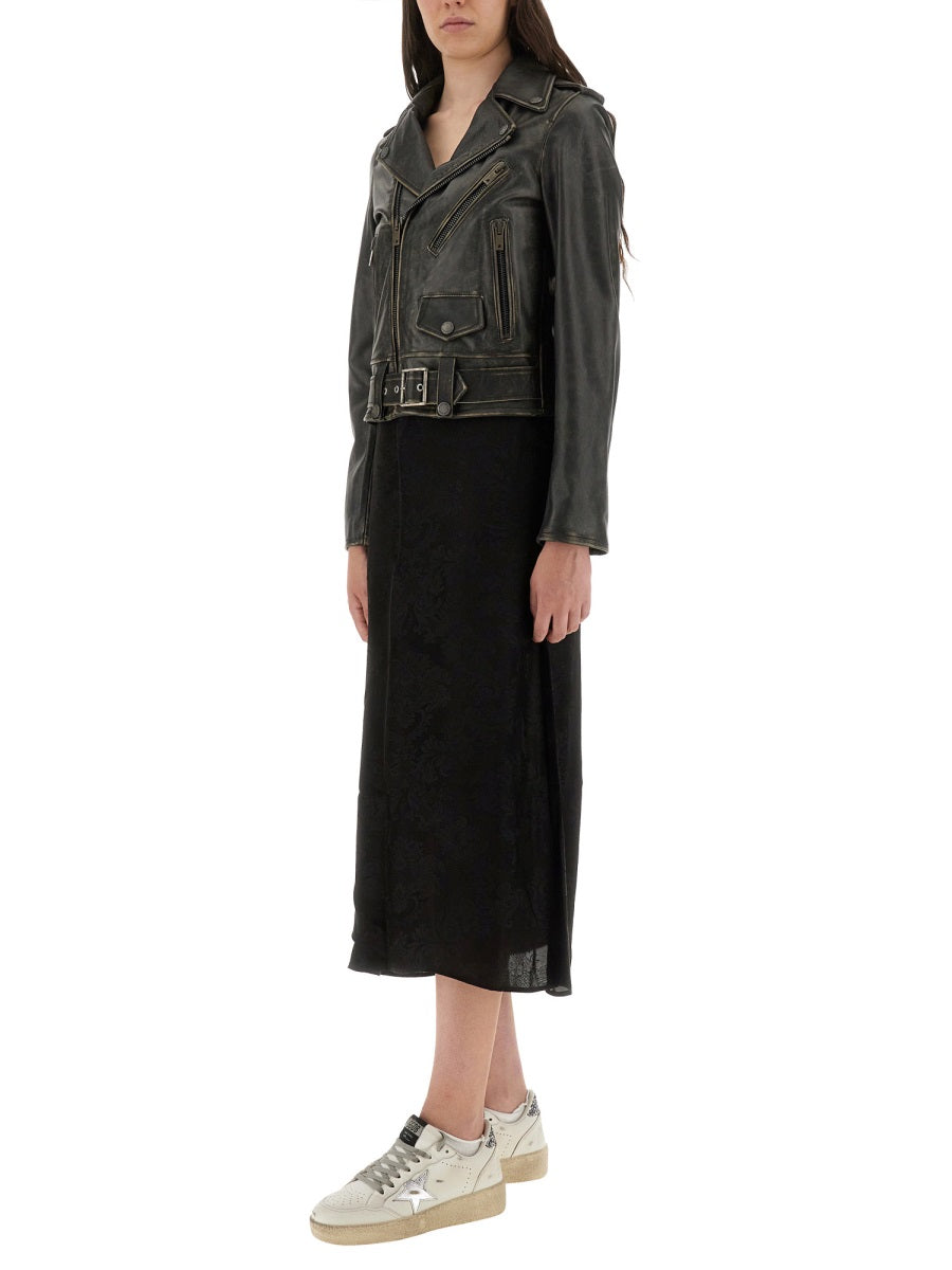 Golden Goose Italy Ladies Leather Stud jacket coat black