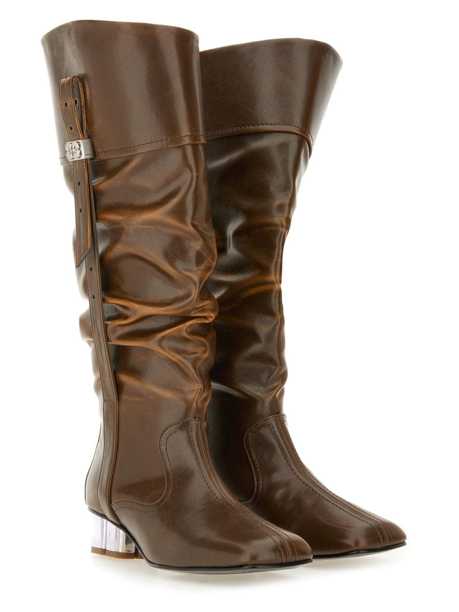 Ganni ladies Slouchy Boots "Butterfly" brown heels