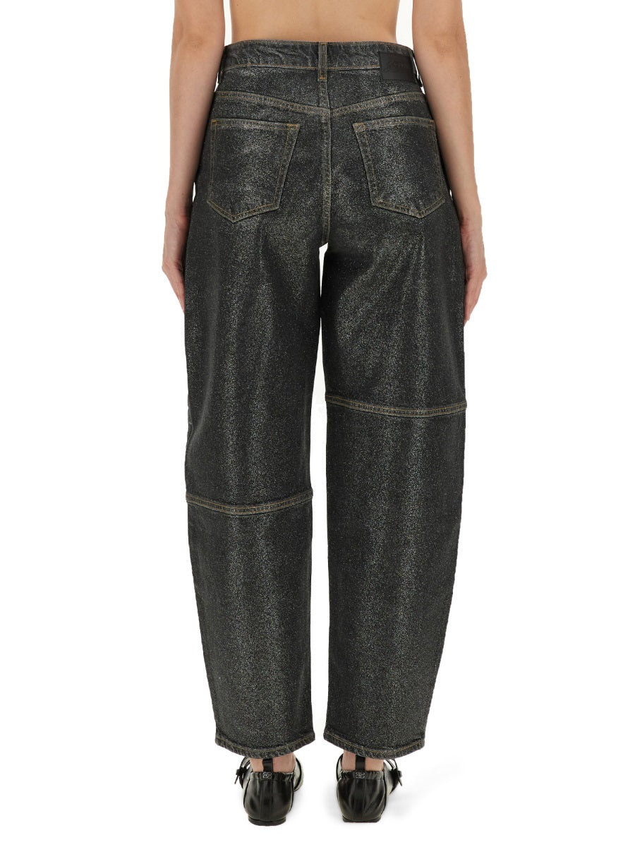 Ganni ladies "Stary" Jeans In black Sparkling Foil 25