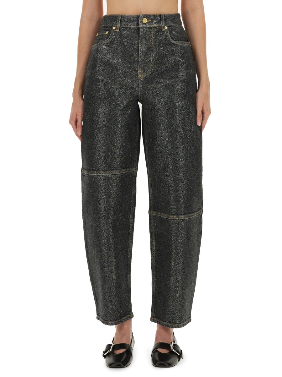 Ganni ladies "Stary" Jeans In black Sparkling Foil 25