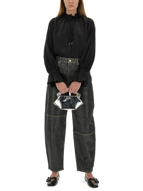 Ganni ladies "Stary" Jeans In black Sparkling Foil 25