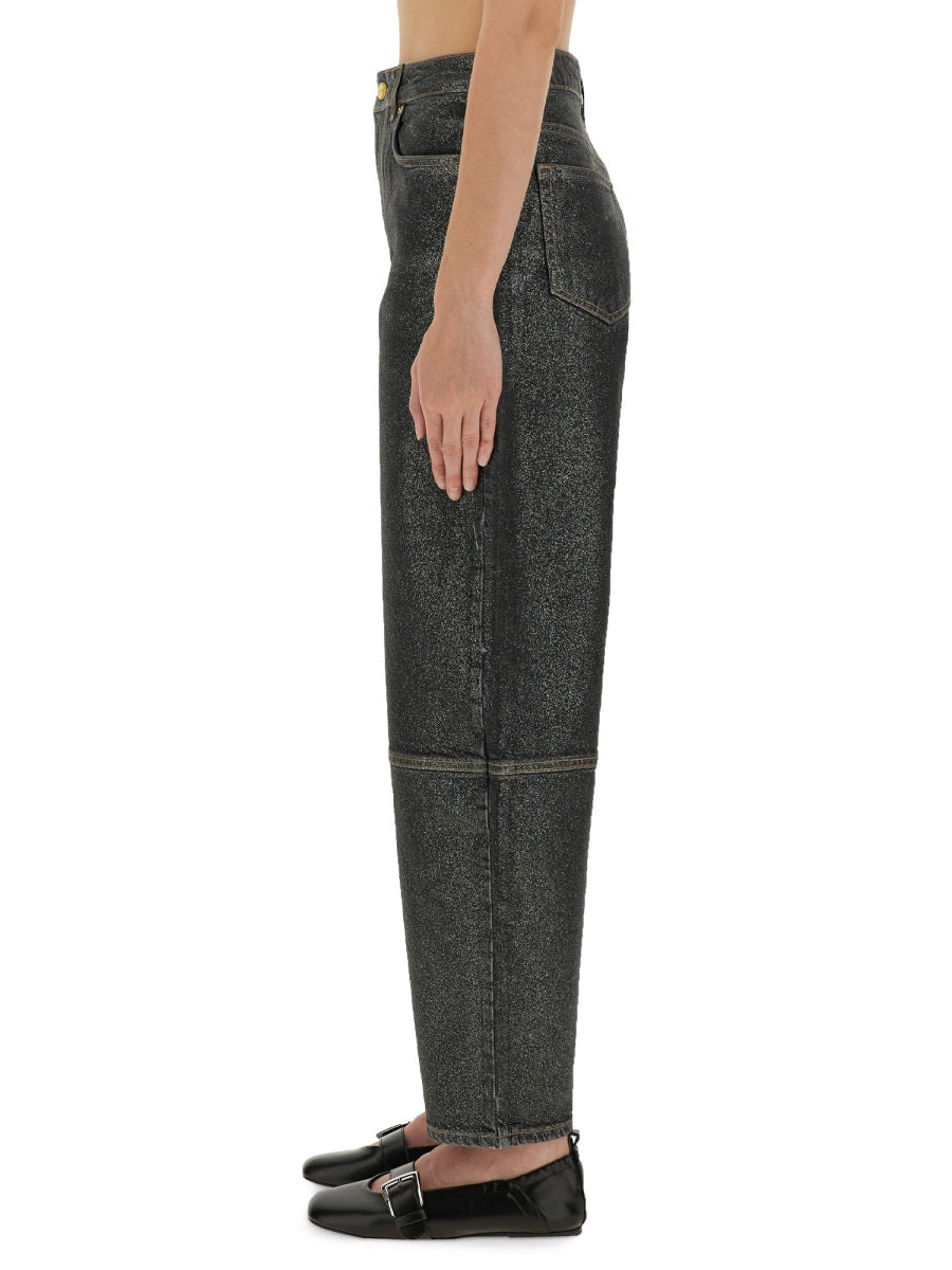 Ganni ladies "Stary" Jeans In black Sparkling Foil 25