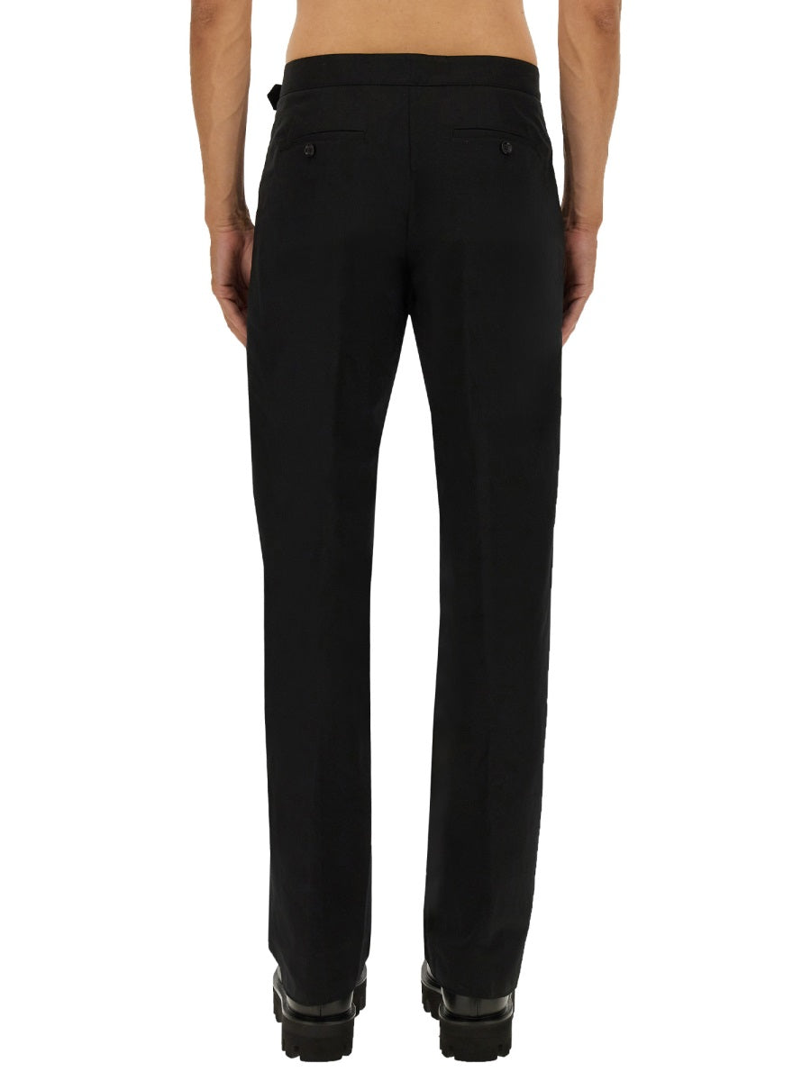 Alexander Mcqueen Men's Pants With "T-Bar" Belt black slacks trousers